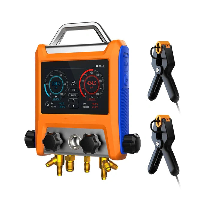 4‑Valve Digital Refrigeration Manifold – 5" Smart Touch Screen
