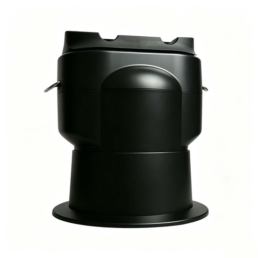 smart cleaner that automatically removes coffee grounds using rotating blades and brushes.