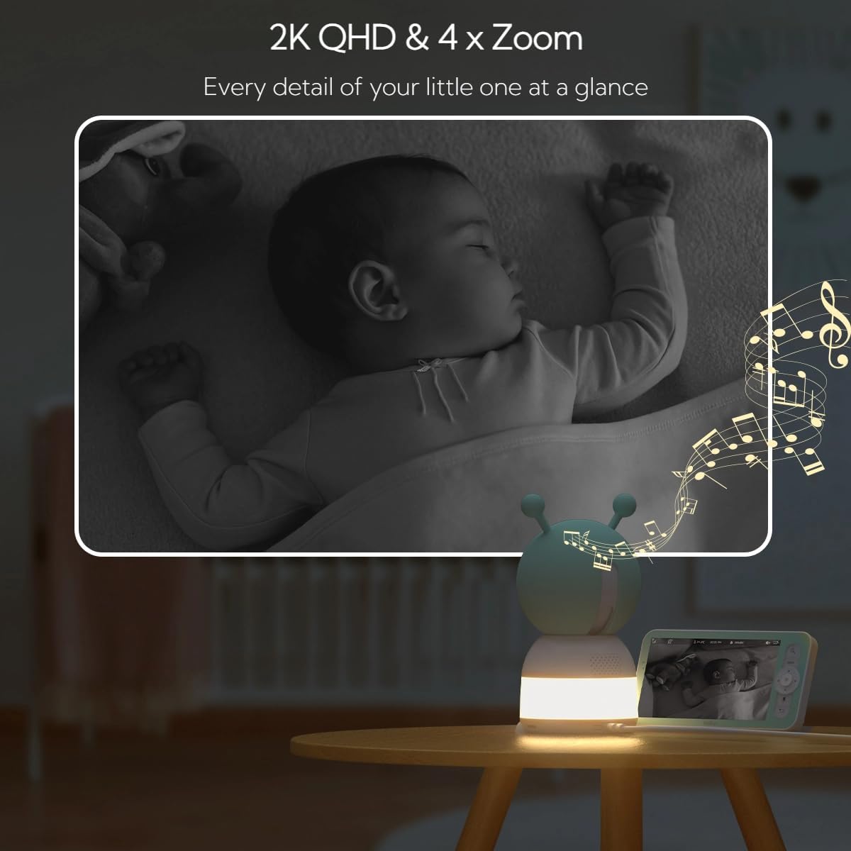 2K Baby Monitor – WiFi Camera with 360° Pan & Night Light