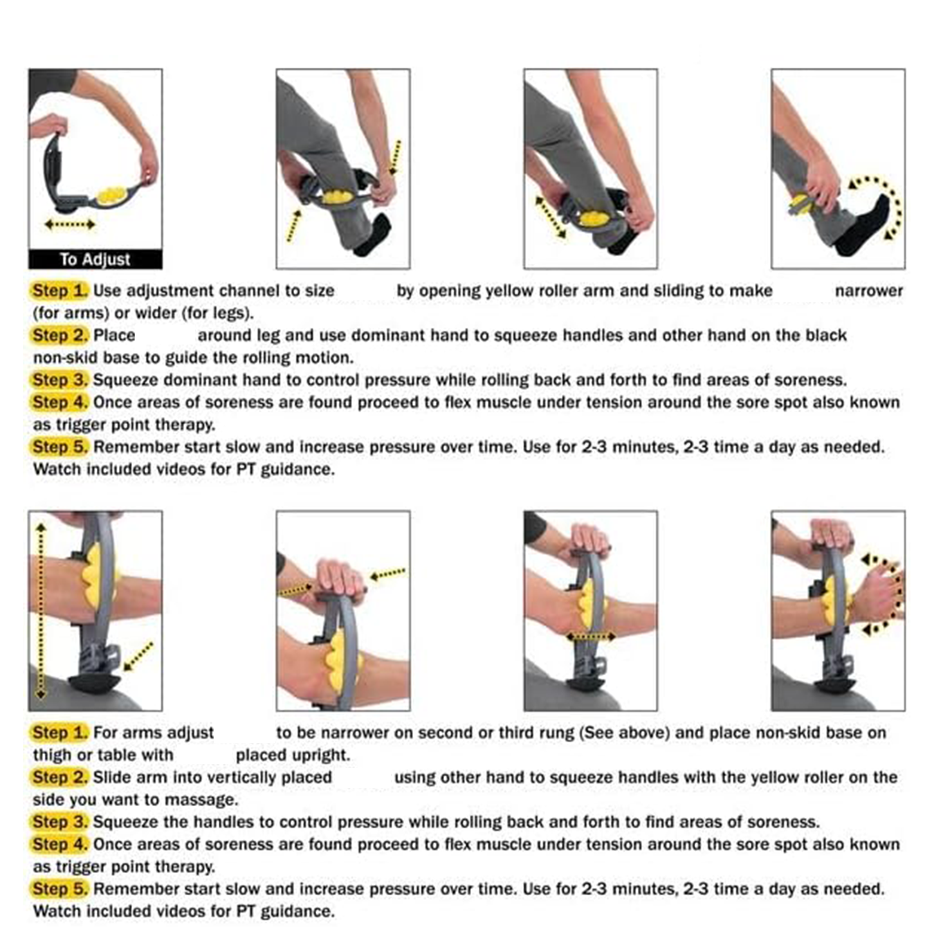 Arm and leg massage rollers