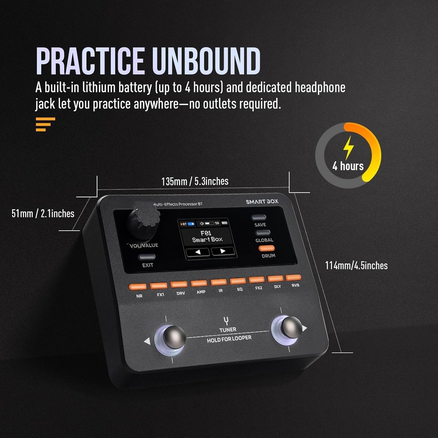 Smart Multi‑Effects Pedal – 130+ Effects, NAM/IR Support, Looper, USB Audio