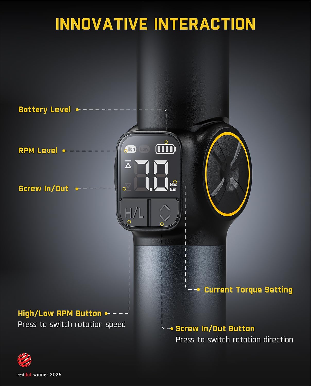 Pivot Handle Screwdriver – Max 7N·m High Torque | 2 Speed Options