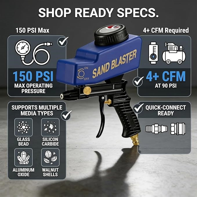 Wet and dry sandblasting machine, dry and wet sandblasting gun set