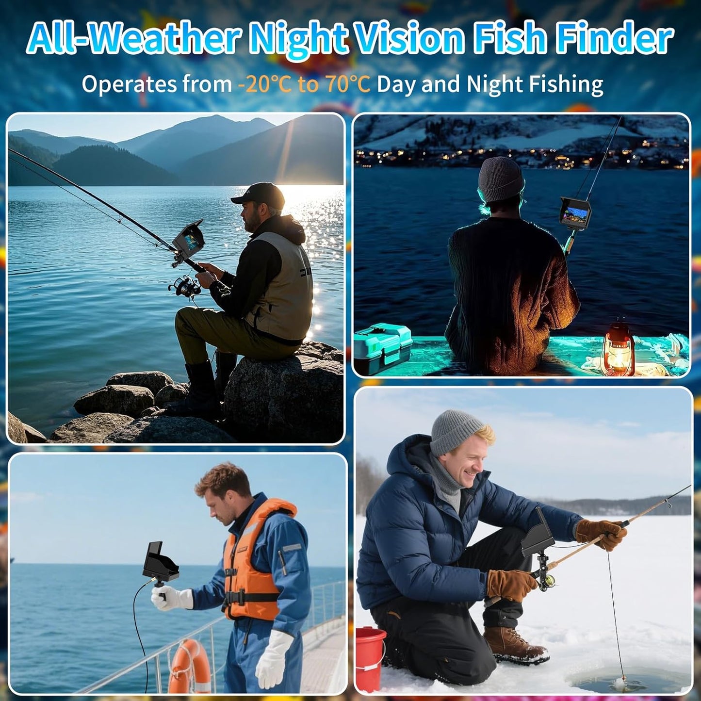 1080P HD Underwater Fishing Camera – Portable Fish Finder with 4.3" LCD Screen