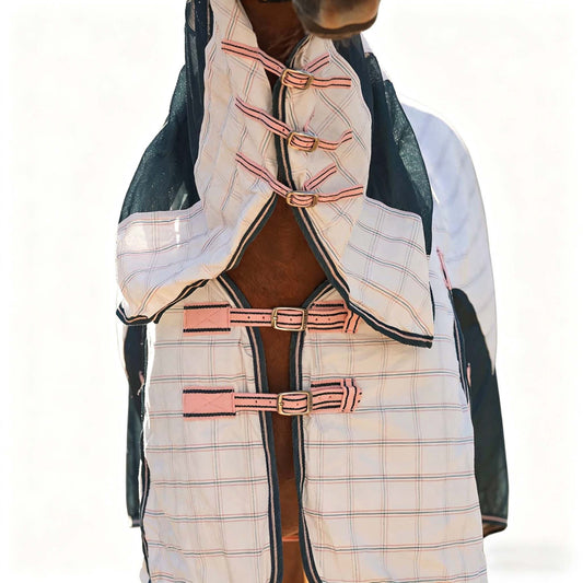 Mixed-Combination Horse Rug — Spruce & Peach — Multiple Sizes Available