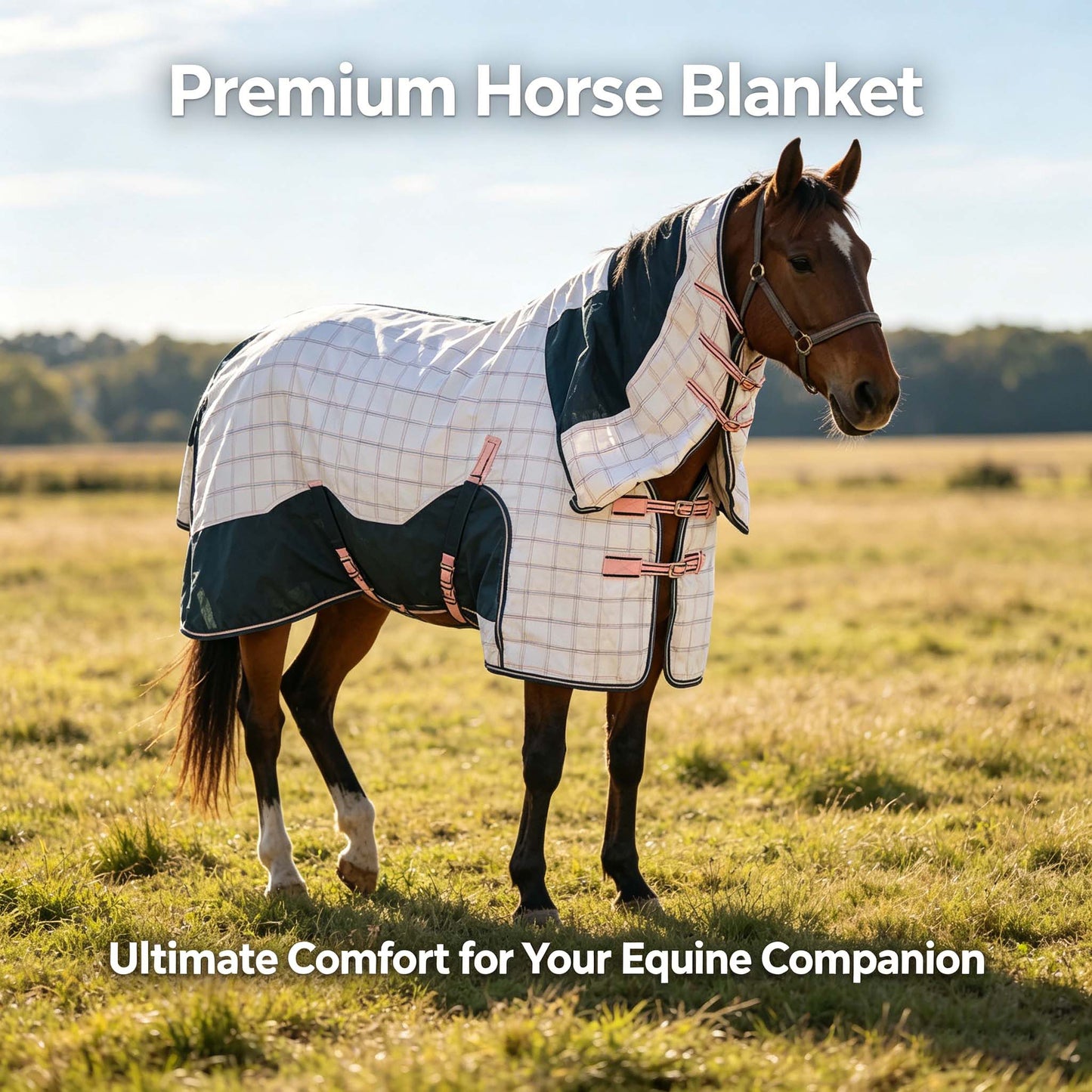 Mixed-Combination Horse Rug — Spruce & Peach — Multiple Sizes Available