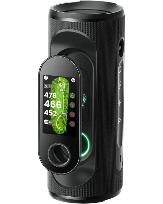 Golf speaker equipped with detachable GPS rangefinder handheld device
