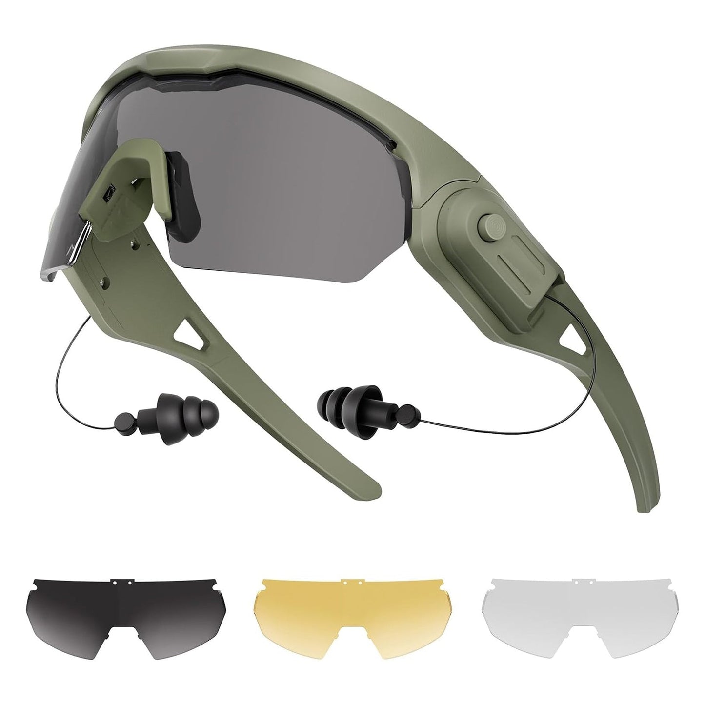 Shooting glasses with earplugs